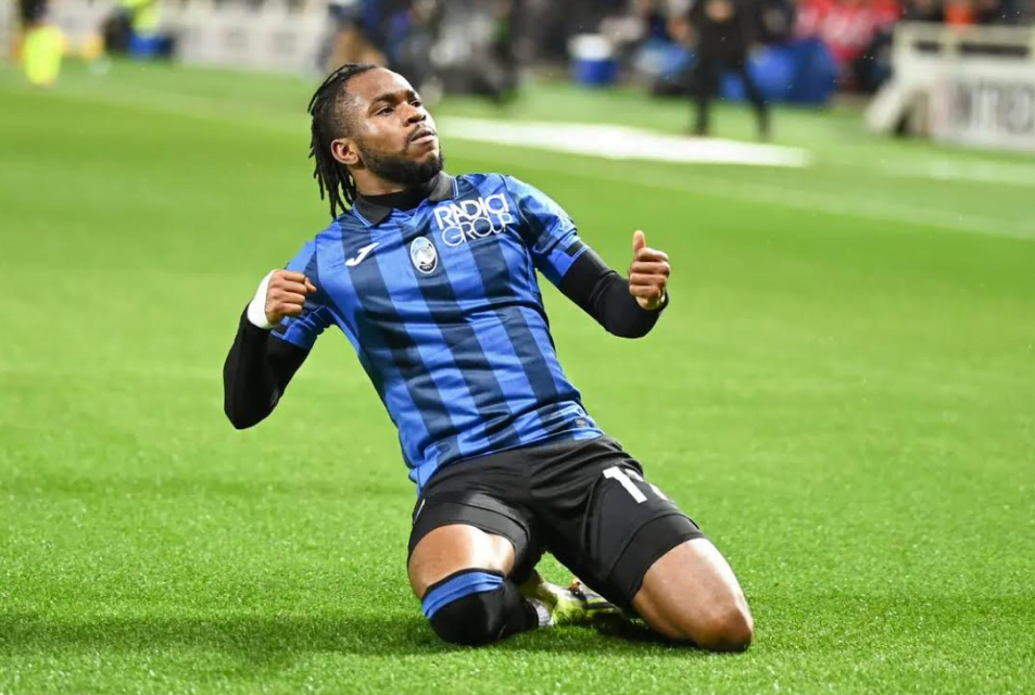 Ademola Lookman celebrating after scoring a goal for Atalanta