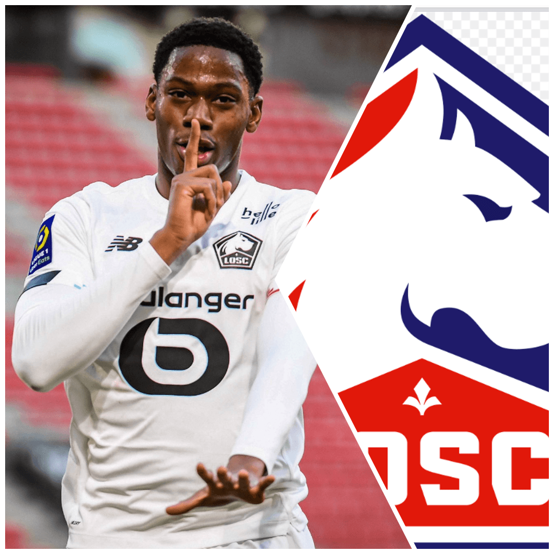 Jonathan David in Lille white jersey