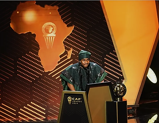 Ademola Lookman delivering his acceptance speech after he was announced as CAF Afrian Footballer of the Year 2024